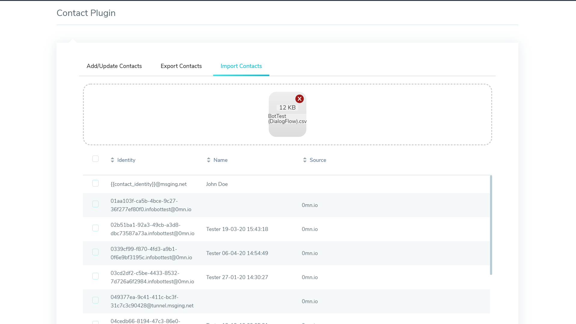 Captura de tela de Contact Plugin 1